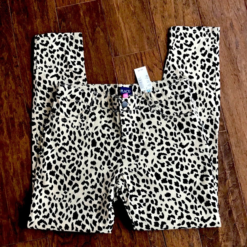 🐆The Children’s Place Girls Leopard Print Chino Pants – Size 14 | New With Tags - Picture 2 of 5